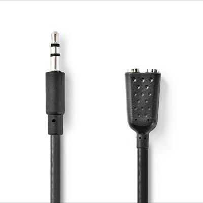 Stereo-Audiokabel | 3,5 mm Male - 2x 3,5 mm Female | 0,2 m | Zwart Stereo-Audiokabel | 3,5 mm Male - 2x 3,5 mm Female | 0,2 m | Zwart