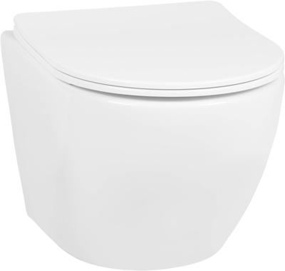 Saqu Please compact hangtoilet randloos incl. softclose toiletbril met quickrelease glans wit