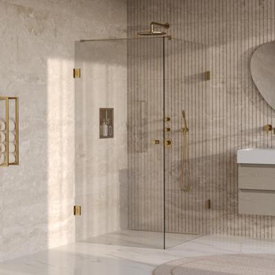BRAUER Void Carving Douchecabine - 100x120x200cm - draaideur - glascoating - omkeerbaar - helder glas - geborsteld goud PVD GS-VOCC1H100120200GG