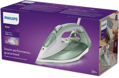Philips 7000 series DST7012/70 strijkijzer Stoomstrijkijzer SteamGlide Plus-zoolplaat 2600 W Groen, Grijs