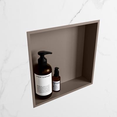 MONDIAZ EASY Nis 29,5x29,5cm in solid surface kleur Smoke | Smoke. 1 vak geschikt voor in- of opbouw