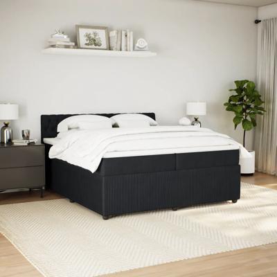 Boxspring met matras fluweel zwart 200x200 cm