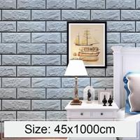 Zilver grijze bakstenen creatieve 3D steen baksteen decoratie behang Stickers slaapkamer woonkamer muur waterdicht Wallpaper Roll grootte: 45 * 1000c - thumbnail