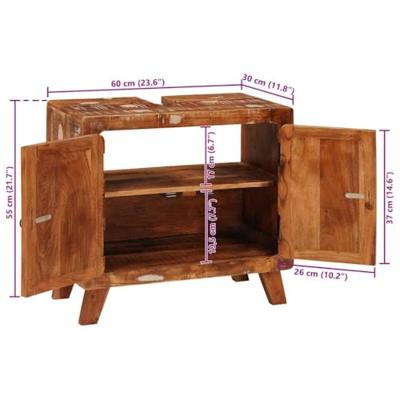 Badkamerkast met plank Massief gerecycled hout en Bewerkt hout