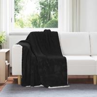 VidaXL Gooi deken zwart 130 x 150 cm fleece - thumbnail