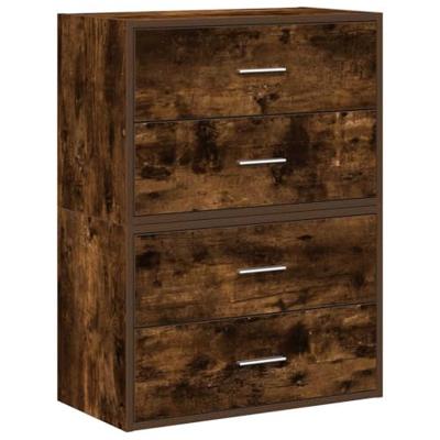 Kasten met 2 lades 2 st 60x31x40 cm bewerkt hout gerookt eiken