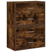 Kasten met 2 lades 2 st 60x31x40 cm bewerkt hout gerookt eiken - thumbnail