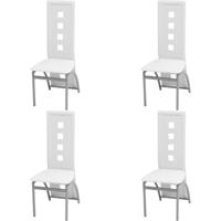 Eetkamerstoelen 4 st kunstleer wit - thumbnail