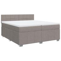 Boxspring met matras stof taupe 200x200 cm - thumbnail