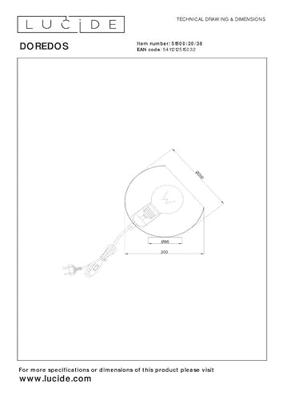 Lucide DOREDOS - Tafellamp - Ø 20 cm - 1xE27 - Beige