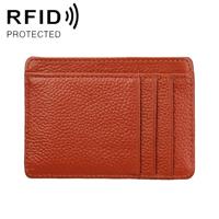 KB37 Antimagnetic RFID Litchi Texture Leather Card Holder Wallet Billfold for Men and Women (Brown) - thumbnail