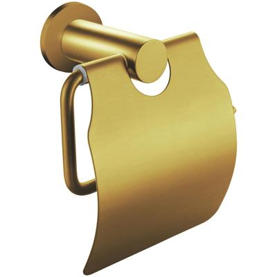 Toiletrolhouder Geborsteld Goud met Klep - Rond - PVD Coating