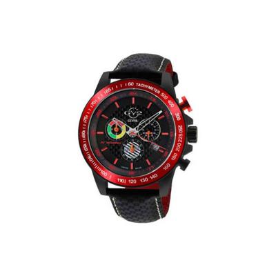 Gevril GV2 Men&apos;s Scuderia Black Dial Black Leather Chronograph Date Watch 9925