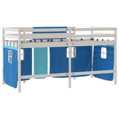 Kinderhoogslaper met gordijnen 80x200 cm grenenhout blauw