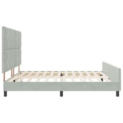 Bedframe met hoofdeinde Lichtgrijs 200 x 200 cm Fluweel