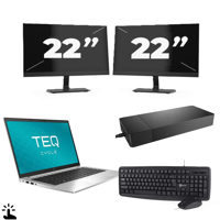 HP EliteBook 840 G7 - Intel Core i7-10e Generatie - 14 inch - Touch - 8GB RAM - 256GB SSD - Windows 11 + 2x 22 inch Monitor - thumbnail