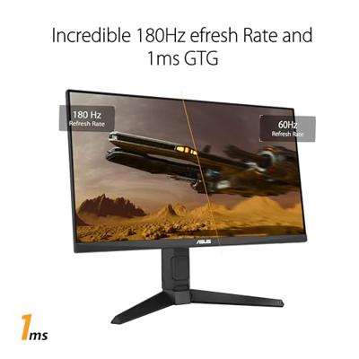 ASUS TUF Gaming VG249QL3A, 24 inch Full HD Monitor, 180 Hz, 1ms GtG, G-Sync, FreeSync, AdaptiveSync, ELMB, GameFast Input, Fast-IPS-paneel, 16:9, 1920 x 1080, DP, HDMI, ergonomisch, luidspreker