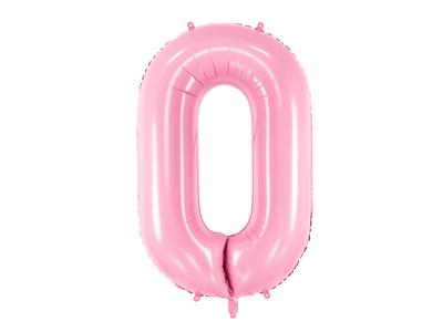Folieballon cijfer 0 roze 86cm