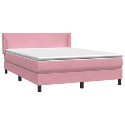 Boxspring met matras fluweel roze 140x210 cm