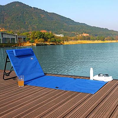 Strandmat met Rugleuning en Kussen 158cm x 56cm blauw