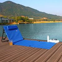 Strandmat met Rugleuning en Kussen 158cm x 56cm blauw - thumbnail