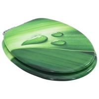 VidaXL Toiletbril met soft-close deksel waterdruppel mdf groen - thumbnail