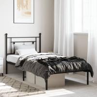 Bedframe met hoofdbord metaal zwart 107x203 cm - thumbnail