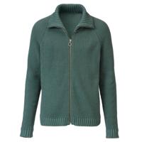 Gebreid schippersvest van bio-katoen met opstaande kraag, zeegras M - thumbnail