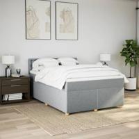 Boxspring met matras stof lichtgrijs 160x200 cm - thumbnail