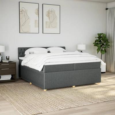 Boxspring met matras stof donkergrijs 200x200 cm