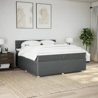 Boxspring met matras stof donkergrijs 200x200 cm - thumbnail