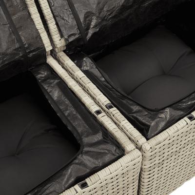7-delige Loungeset met kussens poly rattan lichtgrijs