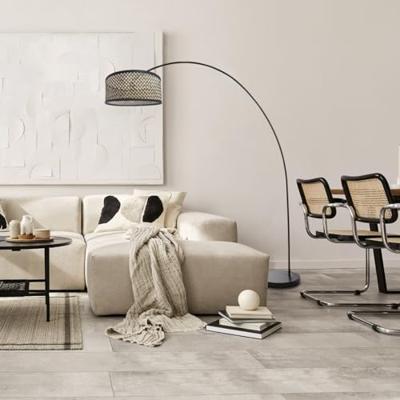 Steinhauer BooglampSolva zwart met bamboe kap - 3739ZW