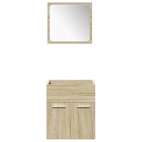 4-delige Badkamermeubelset bewerkt hout sonoma eikenkleurig - thumbnail