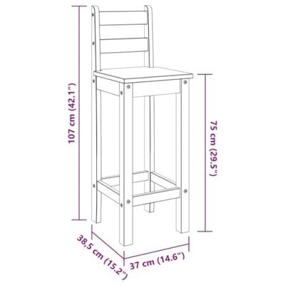 Barstoelen 2 st massief grenenhout wit