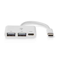 Nedis USB-Hub | 1x USB-C | 1x USB-C / 2x USB 2.0 A Female | 3 poort(en) | USB Gevoed - CCGB64785WT01 - thumbnail