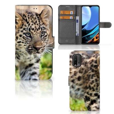 Xiaomi Redmi 9T | Poco M3 | Telefoonhoesje | Met pasjeshouder | Baby Luipaard