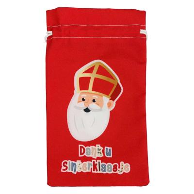 Pepernotenzakje ”Dank u Sinterklaasje” Rood (15x25cm)