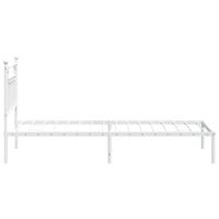 Bedframe met hoofdbord metaal wit 90x200 cm - thumbnail