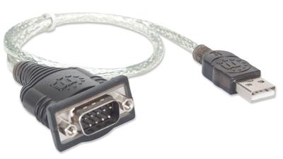 Manhattan 205146 seriële kabel Zwart, Transparant 0,45 m USB Type-A D-Sub (DB-9)