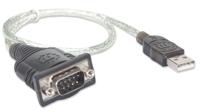 Manhattan 205146 seriële kabel Zwart, Transparant 0,45 m USB Type-A D-Sub (DB-9) - thumbnail