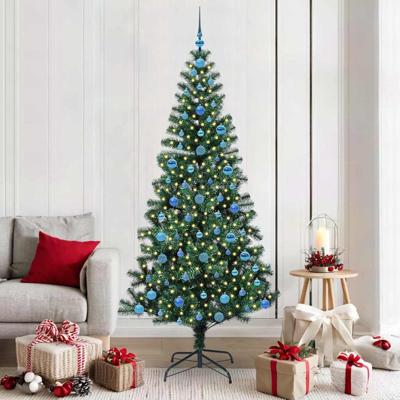 VidaXL Kunstmatig voorverlicht kerstboom groen 210 cm pvc en metaal VidaXL Kunstmatig voorverlicht kerstboom groen 210 cm pvc en metaal