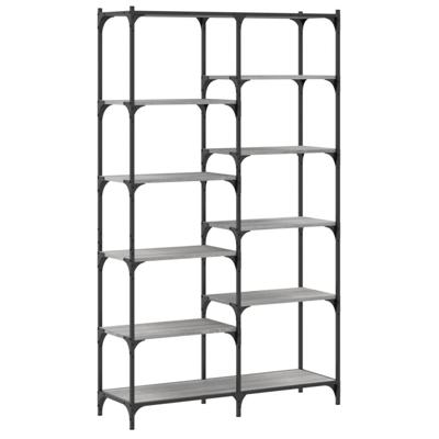 Boekenrek 100x32x170 cm bewerkt hout en ijzer grijs sonoma
