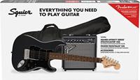 Squier Affinity Series Stratocaster HSS Pack IL Charcoal Frost Metallic starterset elektrische gitaar - thumbnail