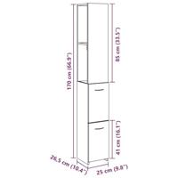 Badkamerkast 25x25x170 cm bewerkt hout oud houtkleurig - thumbnail