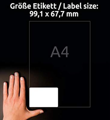 Avery-Zweckform L4715-20 Folie-etiketten 67.7 x 99.1 mm Polyester folie Wit 160 stuk(s) Permanent hechtend Laser (kleur), Laser (zwart/wit), Kopiëren (kleur), - thumbnail