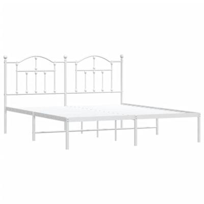 Bedframe met hoofdbord metaal wit 160x200 cm