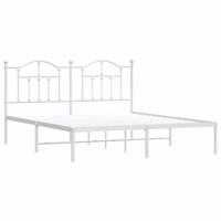 Bedframe met hoofdbord metaal wit 160x200 cm - thumbnail