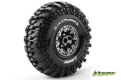 Louise CR-CHAMP Banden Set - Super Soft - 2.2" Velgen Zwart/Chroom - Hex 12mm