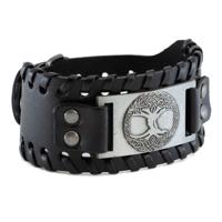 Verstelbare Viking Armband Noorse Levensboom Kunstleer Zilverkleurig - thumbnail